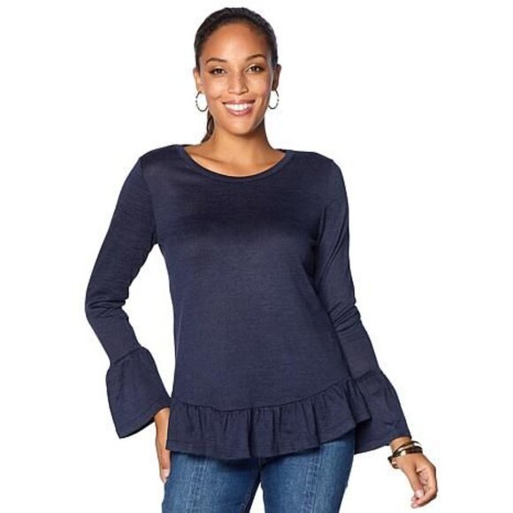 DG2 Diane Gilman Ruffle Hem Top 631-583 - Picture 1 of 6